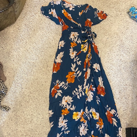 Patrons of Peace Dresses & Skirts - Patrons of Peace Blue and Orange Floral Maxi Dress